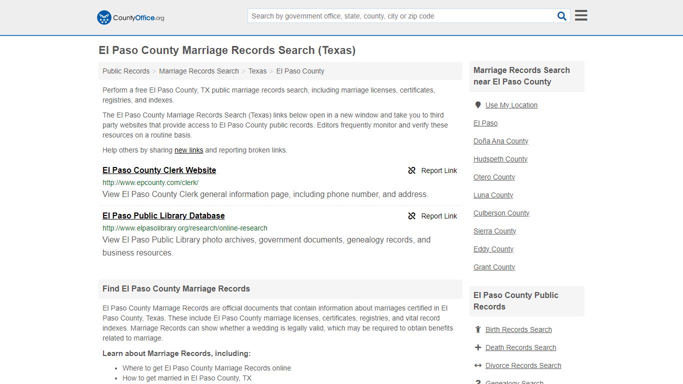 El Paso County Marriage Records Search (Texas) - County Office