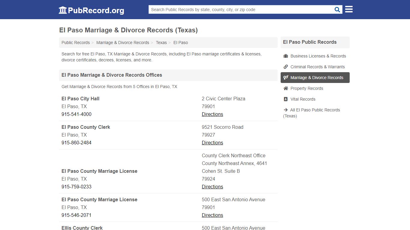 El Paso Marriage & Divorce Records (Texas) - PubRecord.org
